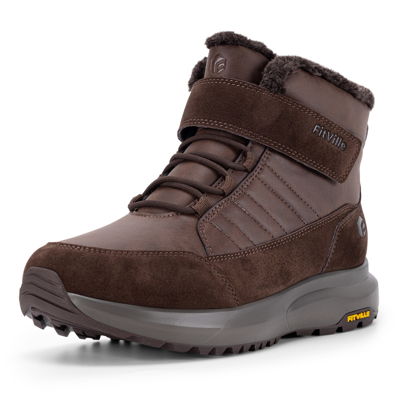 Snow Boot Fur Lined - FitVille Sepatu Bot Musim Dingin Pria,