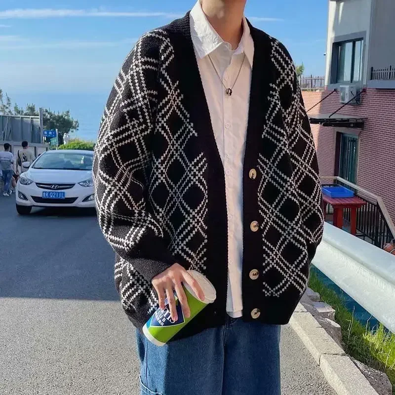 Winter Clothing Meme - Jaket rajut kotak-kotak pria, baju Sweater