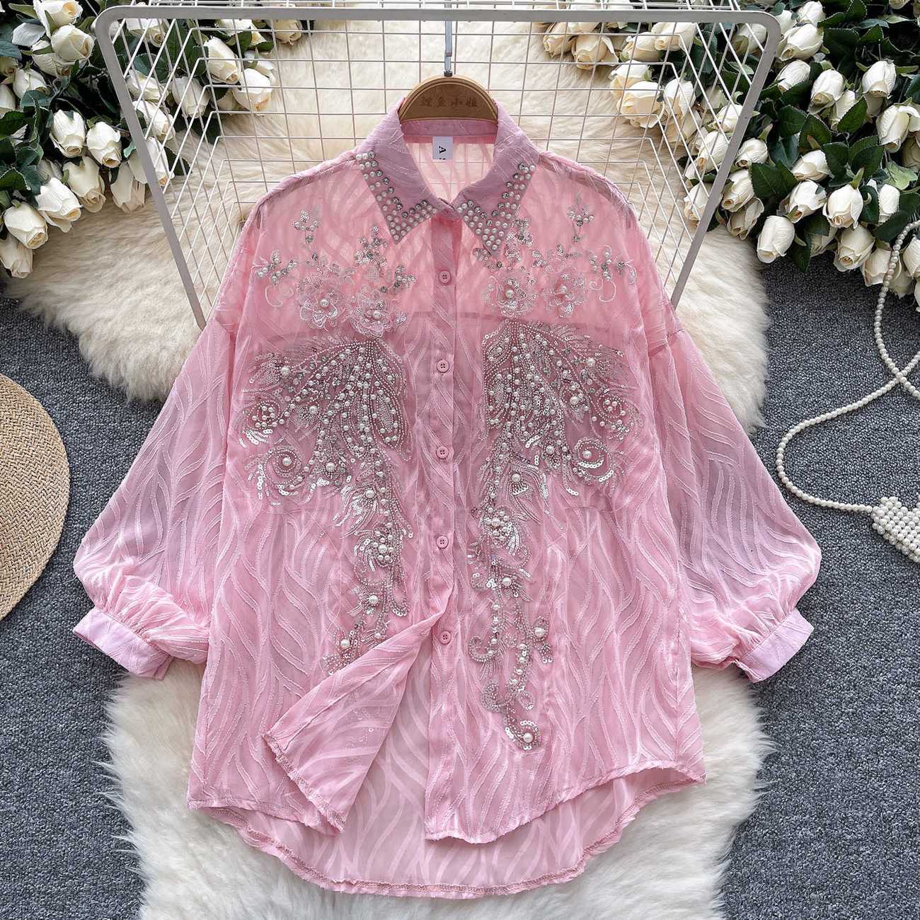 Winter Clothing Korean - Kemeja wanita kancing berkilau Musim Semi