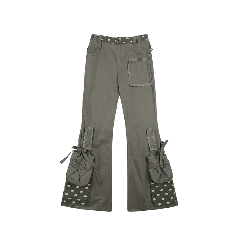 Winter Clothing Layers - Rok Polkadot Berlapis Renda Abu-abu dengan