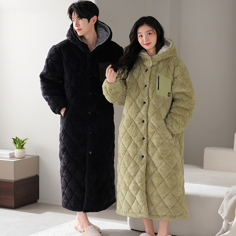 Winter Clothing Layers - Set Piyama Berkerudung Pasangan Musim Dingin