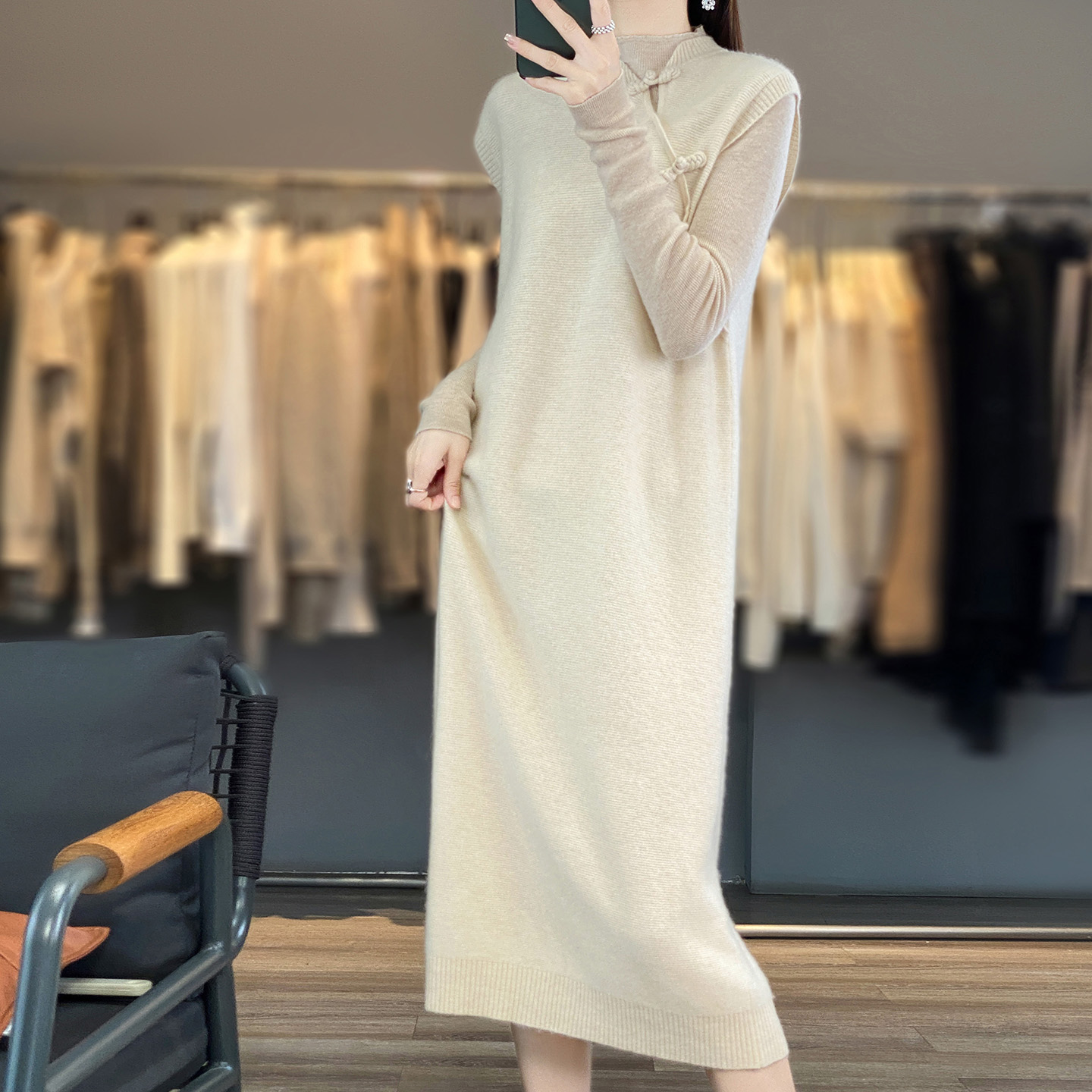 Winter Clothing Layers - Gaun Sweater Wanita Tanpa Lengan Semi