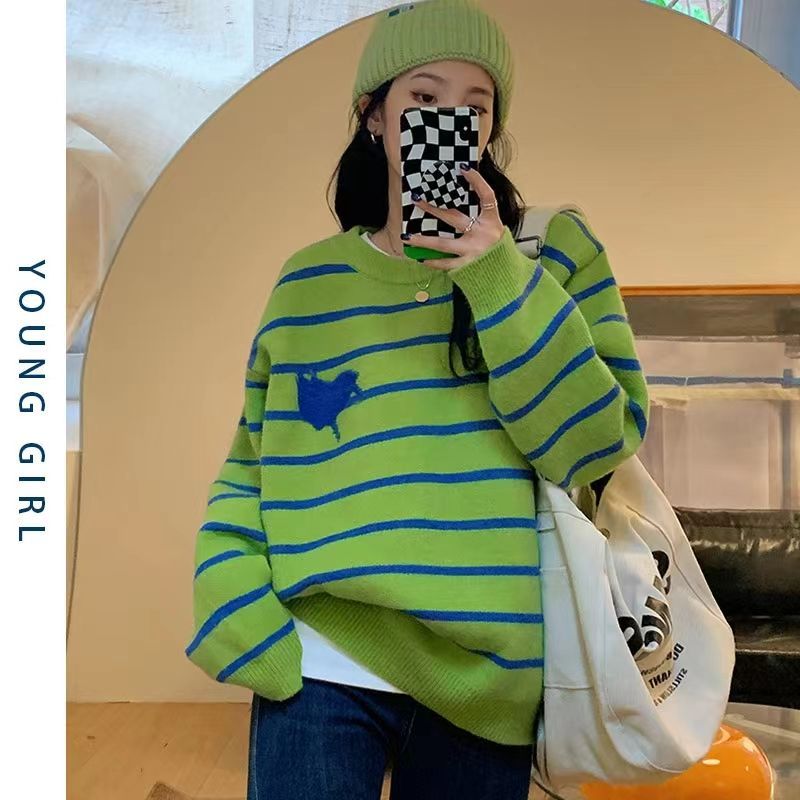 Pakaian sweter bergaris-garis  - Winter Clothing Korean ulasan dan harga