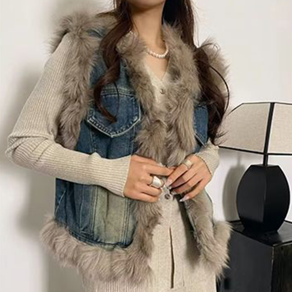Rompi denim berumbai tipis dan - Winter Clothing Trends 2025 Women'S ulasan dan harga