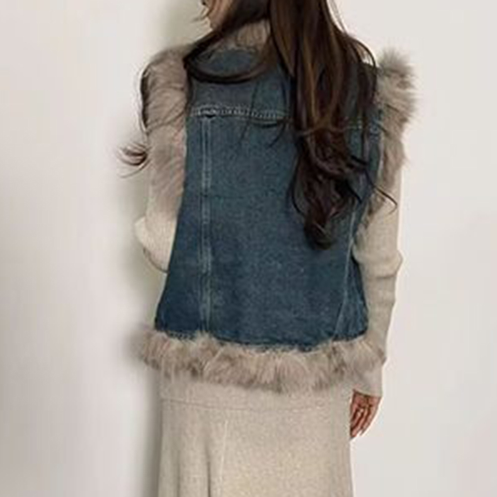 Rompi denim berumbai tipis dan - Winter Clothing Trends 2025 Women'S ulasan dan harga