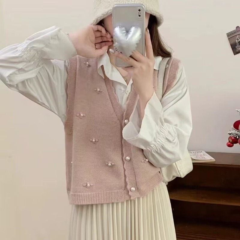 Rompi Rajut Pink untuk Wanita, - Winter Clothing Trends 2025 Women'S ulasan dan harga