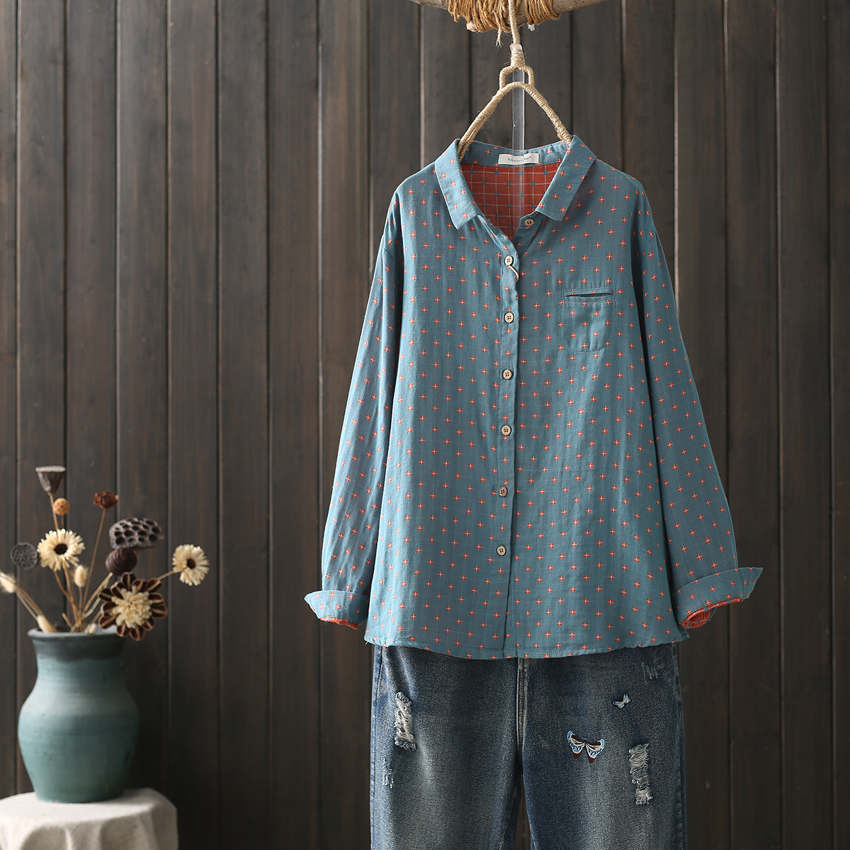 Kemeja putih benang katun dua  - Winter Clothing Layers ulasan dan harga