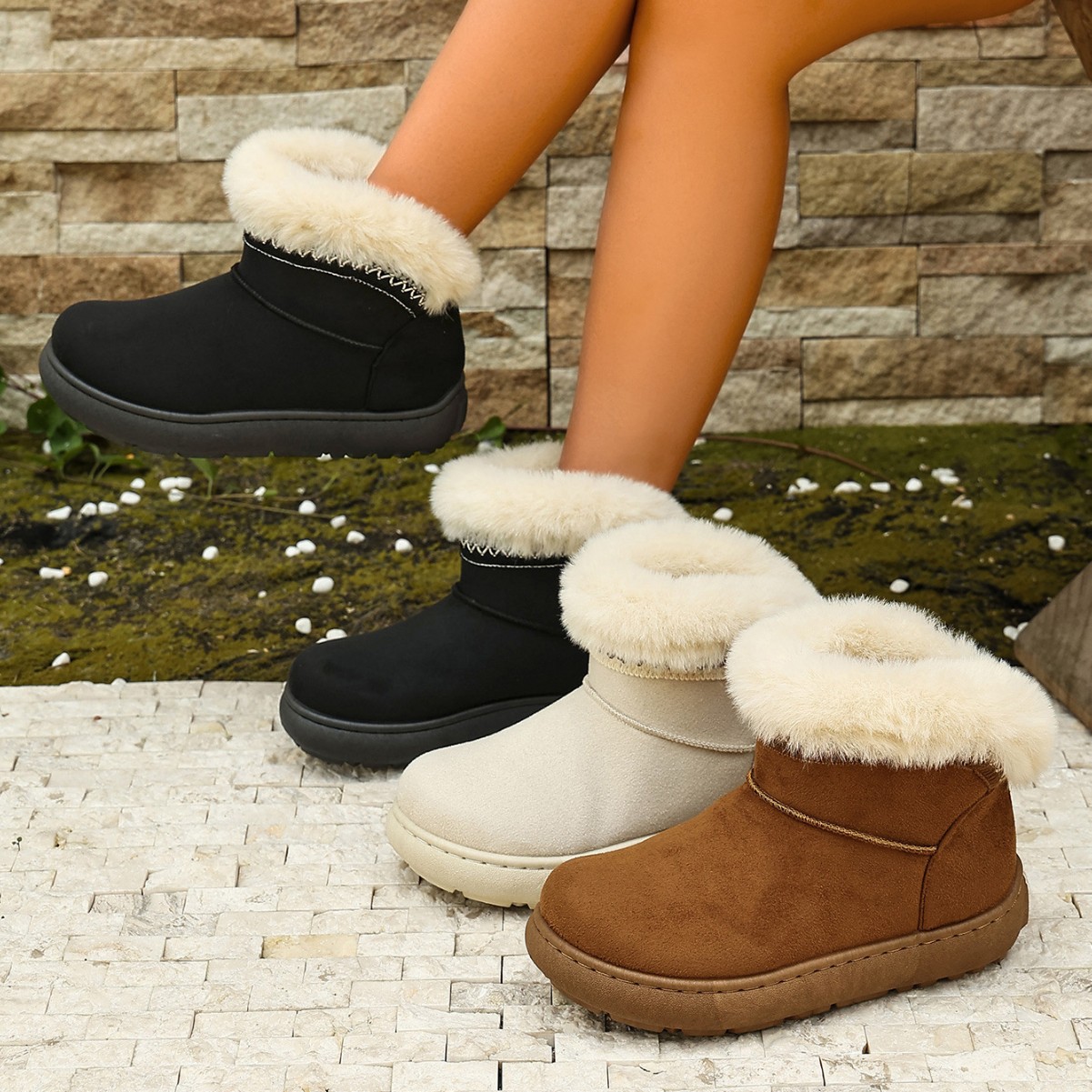 Sepatu Bot Salju Wanita Trendy - Snow Boot Fur Lined ulasan dan harga